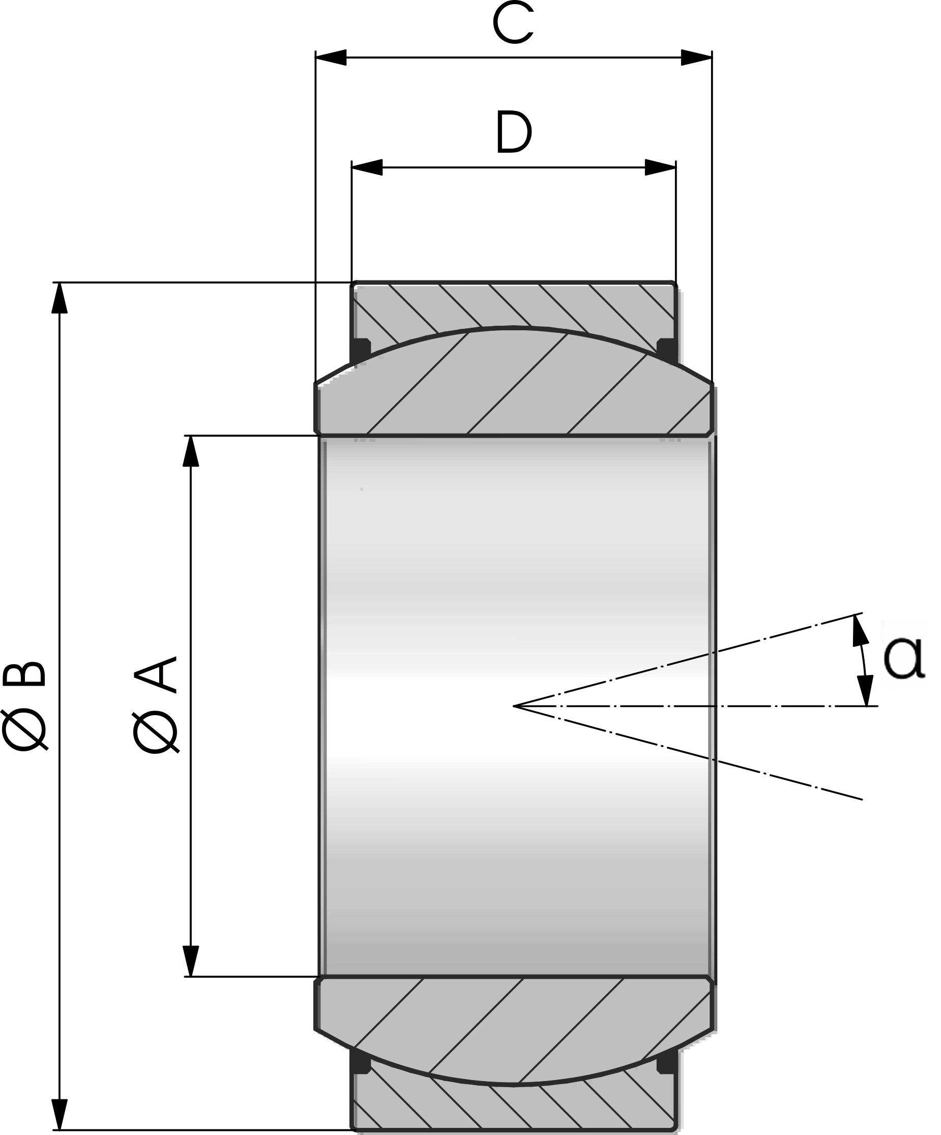 CABEZA DE RÓTULA ESFÉRICA RADIAL GE-UK-2RS